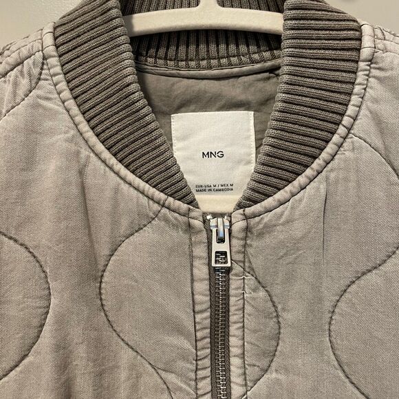 Mango gray quilted bomber jacket, size M - Picture 7 of 11